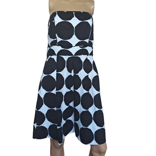 Banana Republic x Marimekko strapless dot dress, black/white, sz 10
