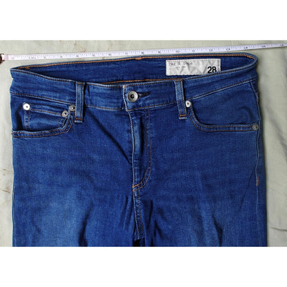 Rag & Bone High-Rise Ankle Skinny Jeans Distressed Blue Denim Women’s 28