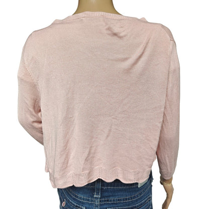LOFT Outlet Pink Open-Front Cardigan Sweater M Lightweight Rayon