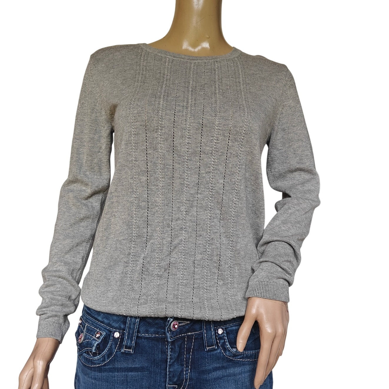 Banana Republic Gray Pointelle Crewneck Sweater Women’s Small
