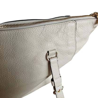Coach Pebbled Leather Zip-Top Tote Bag – Chalk/Off-White, Gold Hardware, Front Zip Pocket & Hangtag