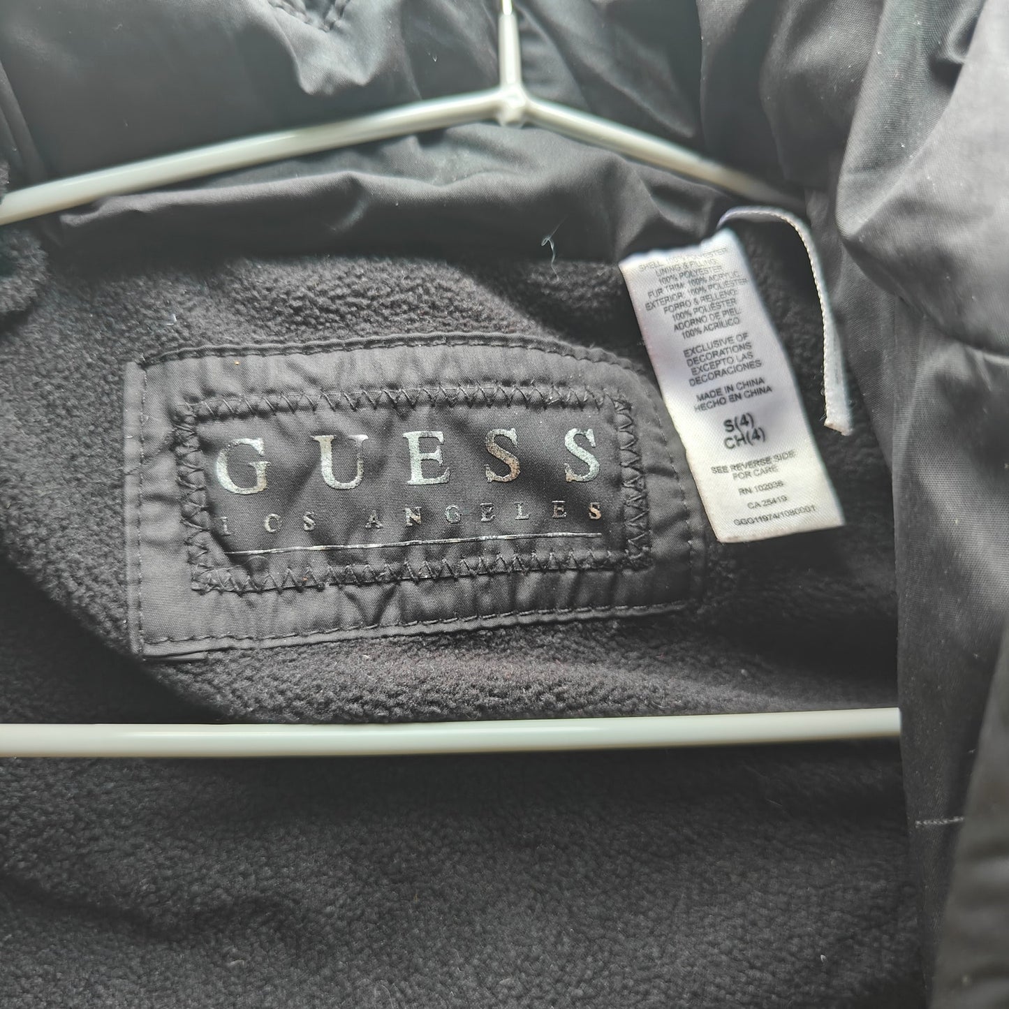 GUESS Girls Black Puffer Jacket Faux-Fur Hood Quilted Warm Winter Coat