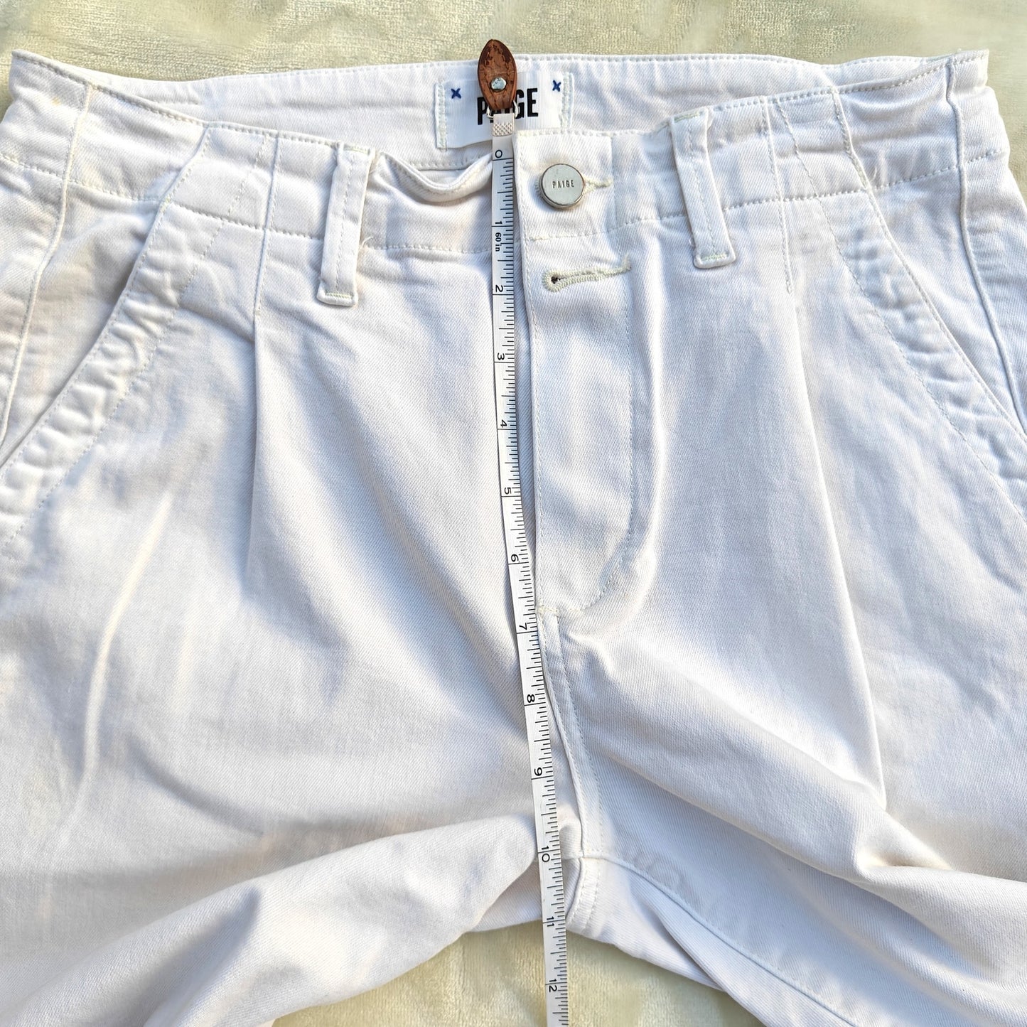 Paige Mayslie-Style White Denim Joggers Sz 28 High Rise Elastic Cuffs